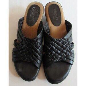 Softspots Pillow Top Technology Black Open Toe Sandals Size 6